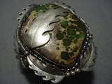 One Of Best Vintage Native American Jewelry Navajo Natural Green Turquoise Sterling Silver Bracelet-Nativo Arts