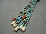 One Of Best Vintage Native American Jewelry Navajo Santo Domingo Green Turquoise Heishi Silver Necklace-Nativo Arts