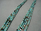 One Of Best Vintage Native American Jewelry Navajo Santo Domingo Green Turquoise Heishi Silver Necklace-Nativo Arts