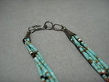 One Of Best Vintage Native American Jewelry Navajo Santo Domingo Green Turquoise Heishi Silver Necklace-Nativo Arts