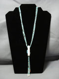 One Of Best Vintage Native American Jewelry Navajo Santo Domingo Green Turquoise Heishi Silver Necklace-Nativo Arts