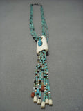 One Of Best Vintage Native American Jewelry Navajo Santo Domingo Green Turquoise Heishi Silver Necklace-Nativo Arts