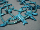 One Of Best Vintage Native American Jewelry Navajo Spiderweb Turquoise Fetish Sterling Silver Necklace-Nativo Arts