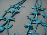 One Of Best Vintage Native American Jewelry Navajo Spiderweb Turquoise Fetish Sterling Silver Necklace-Nativo Arts