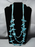 One Of Best Vintage Native American Jewelry Navajo Spiderweb Turquoise Fetish Sterling Silver Necklace-Nativo Arts
