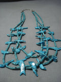 One Of Best Vintage Native American Jewelry Navajo Spiderweb Turquoise Fetish Sterling Silver Necklace-Nativo Arts