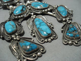 One Of Best Vintage Native American Jewelry Navajo Turquoise Sterling Silver Squash Blossom Necklace-Nativo Arts