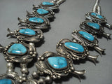 One Of Best Vintage Native American Jewelry Navajo Turquoise Sterling Silver Squash Blossom Necklace-Nativo Arts