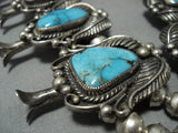 One Of Best Vintage Native American Jewelry Navajo Turquoise Sterling Silver Squash Blossom Necklace-Nativo Arts