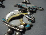 One Of Best Vintage Native American Jewelry Navajo Turquoise Sterling Silver Squash Blossom Necklace-Nativo Arts