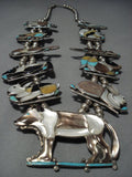 One Of Best Vintage Native American Jewelry Navajo Turquoise Sterling Silver Squash Blossom Necklace-Nativo Arts