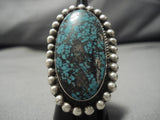 One Of Best Vintage Native American Navajo #8 Turquoise Sterling Silver Ring Old-Nativo Arts