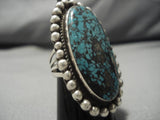 One Of Best Vintage Native American Navajo #8 Turquoise Sterling Silver Ring Old-Nativo Arts