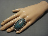 One Of Best Vintage Native American Navajo #8 Turquoise Sterling Silver Ring Old-Nativo Arts