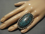 One Of Best Vintage Native American Navajo #8 Turquoise Sterling Silver Ring Old-Nativo Arts