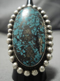 One Of Best Vintage Native American Navajo #8 Turquoise Sterling Silver Ring Old-Nativo Arts
