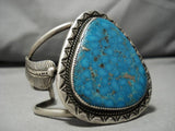 One Of Best Vintage Native American Navajo Carico Lake Turquoise Sterling Silver Bracelet Old-Nativo Arts