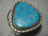 One Of Best Vintage Native American Navajo Carico Lake Turquoise Sterling Silver Bracelet Old-Nativo Arts