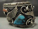 One Of Best Vintage Navajo Eagle Bisbee Turquoise Sterling Native American Jewelry Silver Bracelet Old-Nativo Arts
