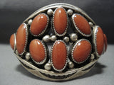 One Of Best Vintage Orville Tsinnie Coral Sterling Silver Bracelet-Nativo Arts