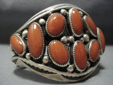 One Of Best Vintage Orville Tsinnie Coral Sterling Silver Bracelet-Nativo Arts