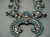One Of Best Vintage Zuni Turquoise Sterling Native American Jewelry Silver Squash Blossom Necklace-Nativo Arts