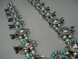 One Of Best Vintage Zuni Turquoise Sterling Native American Jewelry Silver Squash Blossom Necklace-Nativo Arts
