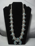 One Of Best Vintage Zuni Turquoise Sterling Native American Jewelry Silver Squash Blossom Necklace-Nativo Arts