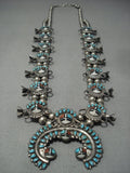 One Of Best Vintage Zuni Turquoise Sterling Native American Jewelry Silver Squash Blossom Necklace-Nativo Arts