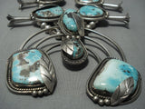 One Of Biggest Vintage Navajo Turquoise Sterling Native American Jewelry Silver Squash Blossom Necklace-Nativo Arts