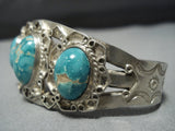 One Of Earliest Carico Lake Turquoise Vintage Native American Jewelry Navajo Sterling Silver Bracelet-Nativo Arts