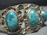One Of Earliest Carico Lake Turquoise Vintage Native American Jewelry Navajo Sterling Silver Bracelet-Nativo Arts