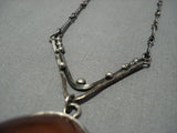 One Of Largest Amber Vintage Native American Jewelry Navajo Sterling Silver Necklace Old-Nativo Arts
