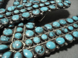 One Of Largest Vintage Navajo Blue Diamond Turquoise Native American Jewelry Silver Collar Protectors-Nativo Arts
