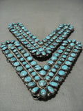 One Of Largest Vintage Navajo Blue Diamond Turquoise Native American Jewelry Silver Collar Protectors-Nativo Arts