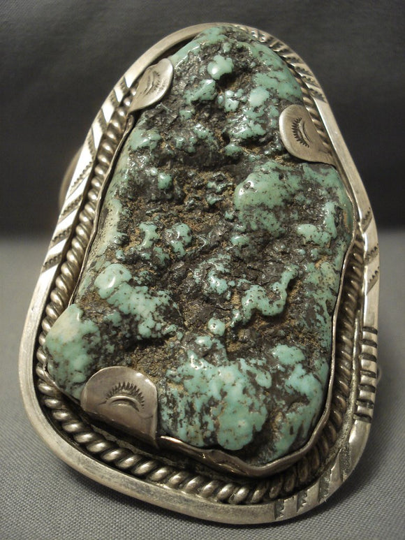 One Of Largest Vintage Navajo Cripple Creek Turquoise Sterling Native American Jewelry Silver Bracelet-Nativo Arts