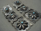 One Of Longest Vintage Navajo Hand Hammered Native American Jewelry Silver Snake Eyes Turquoise Earrings-Nativo Arts