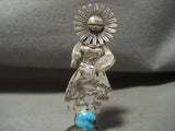 One Of Most Detailed Vintage Navajo Turquoise Native American Jewelry Silver Kachina Pendant Pin Statue-Nativo Arts