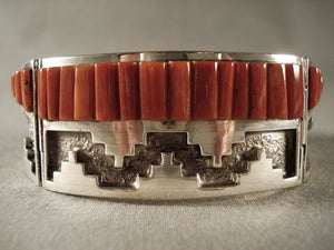One Of The Best Clark Family Coral Native American Jewelry Silver Bracelet-Nativo Arts