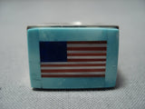 One Of The Best Ever Huge Native American Jewelry Navajo Turquoise Coral Sterling Silver Ring-Nativo Arts