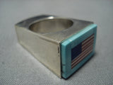 One Of The Best Ever Huge Native American Jewelry Navajo Turquoise Coral Sterling Silver Ring-Nativo Arts