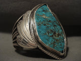 One Of The Best Ever Vintage Navajo Pilot Mntn Turquoise Native American Jewelry Silver Bracelet-Nativo Arts