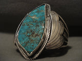 One Of The Best Ever Vintage Navajo Pilot Mntn Turquoise Native American Jewelry Silver Bracelet-Nativo Arts