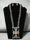 One Of The Best Hogan Bead Vintage Navajo Turquoise Native American Jewelry Silver Necklace Set-Nativo Arts