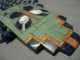 One Of The Best Inlayer In Santo Domingo Turquoise Lapis Native American Jewelry Silver Necklace-Nativo Arts