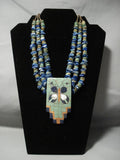 One Of The Best Inlayer In Santo Domingo Turquoise Lapis Native American Jewelry Silver Necklace-Nativo Arts