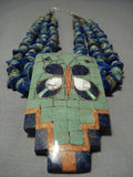 One Of The Best Inlayer In Santo Domingo Turquoise Lapis Native American Jewelry Silver Necklace-Nativo Arts