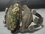 One Of The Best Vinage Native American Jewelry Navajo Natural Green Turquoise Sterling Silver Bracelet-Nativo Arts