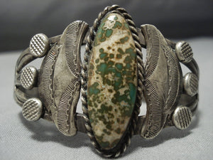 One Of The Best Vinage Native American Jewelry Navajo Natural Green Turquoise Sterling Silver Bracelet-Nativo Arts