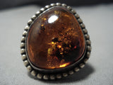 One Of The Best Vintage Native American Jewelry Navajo Ancient Tree Sap Sterling Silver Ring Old-Nativo Arts